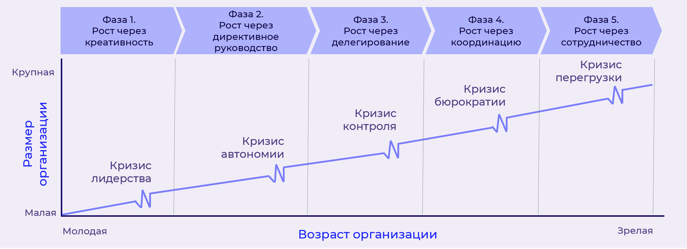 Модель Грейнера: фазы и кризисы роста организации